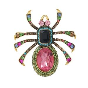 Colorful Gemstone Spider Brooch